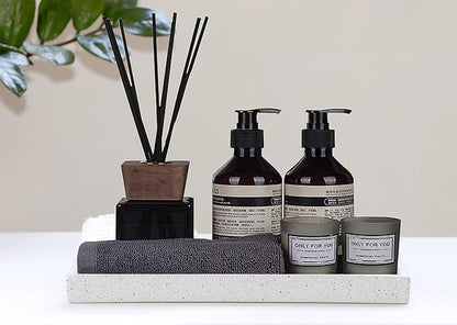 Bathroom Tray,Goporcelain Marble Tray for Bathroom Counter Decor Ceramic Perfume Organizer Vanity Tray for Dresser Jewelry Dish Key Plate Rectangle Marble Sink Trays Countertop Organizer Holder,Medium
