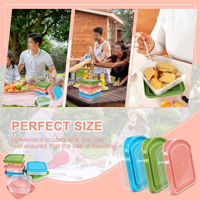 6 Pack Sandwich Containers, Colored Sandwich Boxes for Lunch, Reusable and Easy to Open Fun Sandwich Container (in 3 Colors)