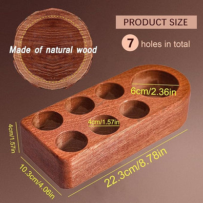 Wooden Essential Oil Holder with 7 Holes (4cmx6 & 6cmx1), Retro Desktop Display Rack for Bathroom Vanity Desk Organizer