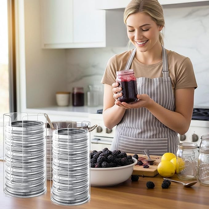 2 Pack Mason Jar Lid Organizer Wide & Regular Mouth Acrylic Storage Accessories for Home Kitchen Mason Jar Lid Organization Fit Mason/Canning/Bamboo Lids
