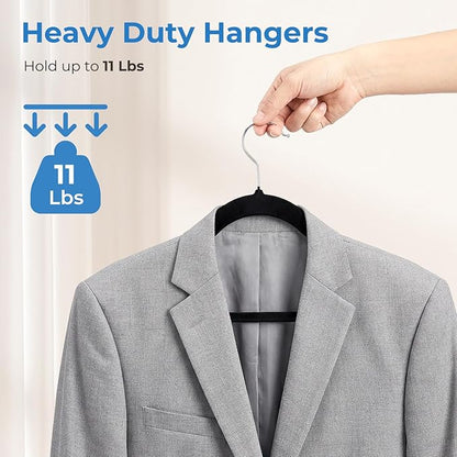Smartor Black Velvet Hangers 120 Pack, Non Slip Clothes Hangers with Shoulder Notches, Premium Slim Space Saving Felt Hanger for Closet Organizers and Storage, Heavy Duty Hanger for Coat
