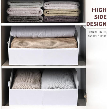 Homsorout Fabric Bins for Organization - Trapezoid Storage Cubes, Large Baskets for Storage, 6 Pack Shelf Baskets, Closet Organizer Bins for Clothes, Books, Home, Office, White