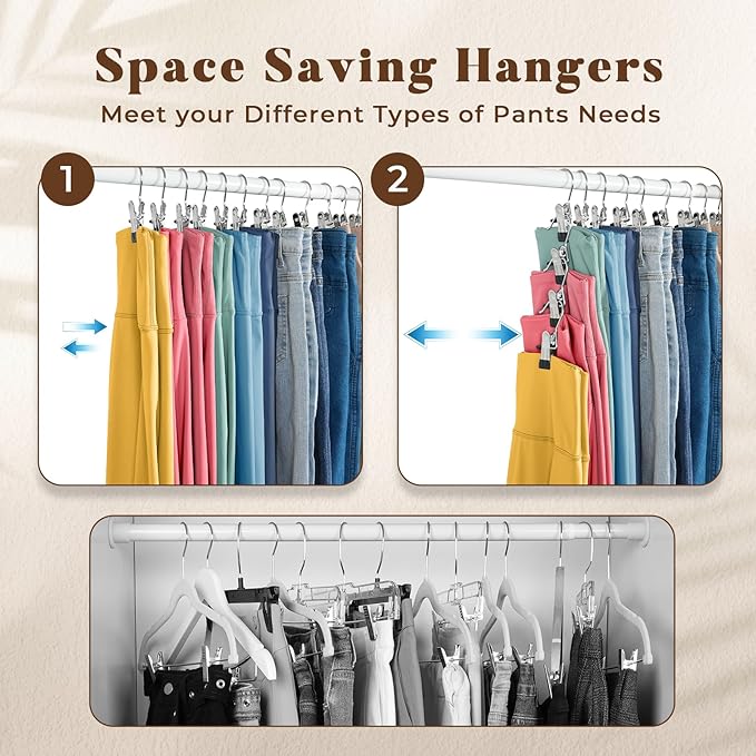 HOUSE DAY Tank Top Hanger 2 Pack and Yoga Pant Hangers with 20 Clips, Legging Organizer Space Saving Hangers Holding 20 Yoga Pants+16 Bras for Hat Camisoles Shorts, Black