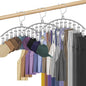 3 Pack Skirt Pants Hangers with Clips, Legging Organizer for Closet Hanging with 10 Cilps Holds 30 Leggings/Shorts/Jeans/Skirts Pants Hangers Space Saving Closet Organizers and Storage, Grey