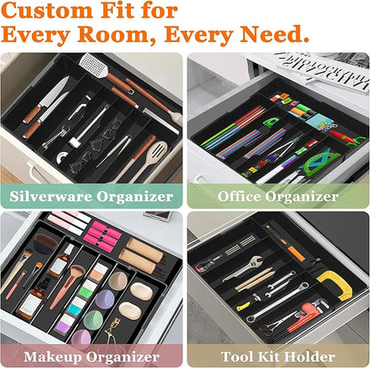 Spaclear Expandable Large Silverware Organizer - BPA-Free Food-Safe Utensil Drawer Organizer Adjustable Kitchen Drawer Organizer Flatware Cutlery Tray, Classified Storage for Spoons Forks Knives