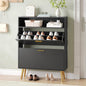 Shoe Cabinet Storage for Entryway, White Shoe Organizer with 2 Flip Drawers & Open Shelf, Freestanding Hidden Large Shoe Storage Cabinet (1pc-Black, 2 Flip Drawers with Shelf)
