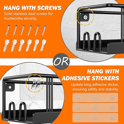 Bunoxea Spice Rack Wall Mounted 3 Pack, Space-Saving Spice Organizer for Spice Jars and Seasonings,Screw or Adhesive Hanging Spice Rack Organizer for Your Kitchen Cabinet,or Pantry Door