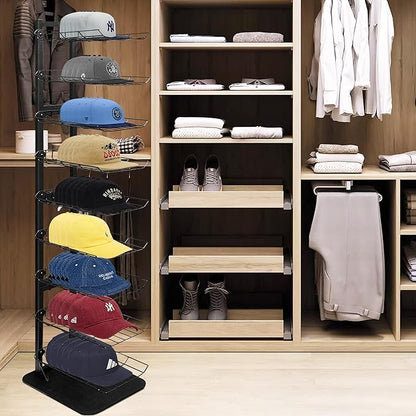 Hat Display 9 Tier, Hat Rack Stand Up to 70 Caps, Metal Hat Stands for Multiple Hats, Commercial Retail Hats Display, Black