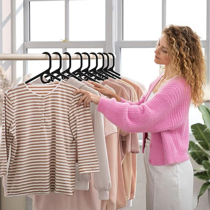 NEATERIZE Thick Heavy Duty Hangers - Black Plastic Clothes Hangers 38 Pack - Great for Coat Hanger, Jackets Jeans & Suit Hanger for Closet - New Apartment Essentials Percheros Ganchos para Colgar Ropa