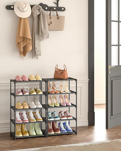 Autonomier 5-Tier Extra Small Shoe Rack (16.3" Wide), Narrow Space-Saving Organizer for Small Spaces, Non-Woven Fabric Lightweight Shoe Shelves, for Closet, Front Door, Entryway, Kids/Toddler/Adults