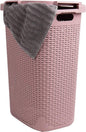 Mind Reader Slim Laundry Hamper with Lid, 60L Tall Clothes Basket, Narrow Tapered Design for Bathrooms, Closets and Laundry Rooms, Plastic, Pink