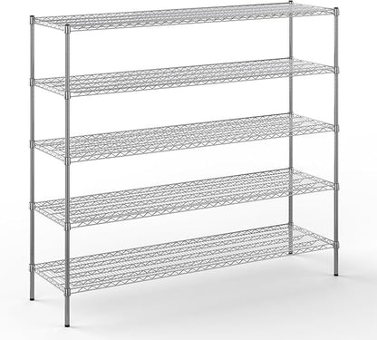 21" Deep x 72" Wide x 64" Height Wire Shelving Kit | 5-Tier | NSF Commercial Storage Rack Unit