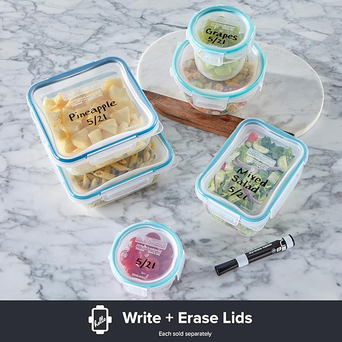 Snapware Plastic Total Solutions (5-Pack, 5.5 Cup) Food Storage Containers Set, Airtight & Leakproof Plastic Locking BPA-Free Lids Tupperware, Freezer Dishwasher Microwave Safe