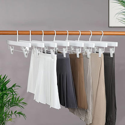 TOPIA HANGER All White Wooden Pants Hangers, Wood Skirt Hangers with Clips, Deluxe Hanger with 360° Swivel Anti-Rust Flat Hook, Smooth Finish Wood for Slacks Trousers Hanger 20 Pack -CT03W