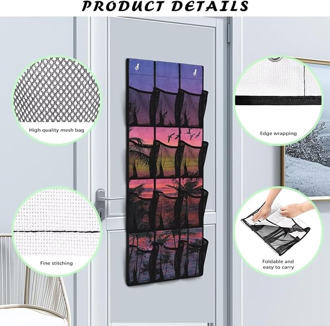 Generic Sunset Sea Over The Door Shoe Organizer Heavy Duty Reusable Over The Door Pantry Organizer The Simple But Stylish Design Style Adds A touch of Color to Kitchen Apartments College Dorm
