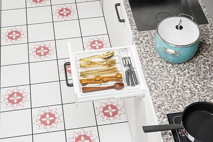 Yieach Clear Large Silverware Organizer 12 inch Wide for Kitchen Drawers,BPA Free Silverware Trays,Plastic Silverware Dividers & Holder,Utensil and Flatware Drawer Organizer Suitable for Fork,Spoon