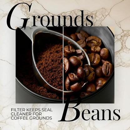 STYLED SETTINGS Coffee Storage Container - Airtight Vacuum Coffee Canister with Scoop and Label - Matte Black Canister Holds 1lb Beans or Grounds, Dual-Lid Freshness System - Perfect for Gifting