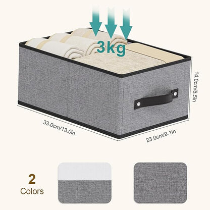 Foldable Storage Boxes, Fabric Storage Baskets with Handles, Cube Organizer Bins for Organizing Shelves, 13 × 9.1 × 5.5 Inch, Gray, 2-Pack