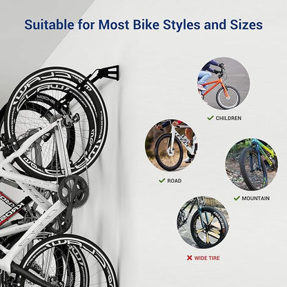 FLEXIMOUNTS 6 Bike Storage Rack, Heavy Duty Wall Mount Hanger for Home & Garage, Holds Up to 300lbs
