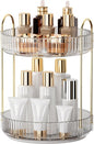 YCIA&DONE 360 Rotating Makeup Organizer and Storage for Vanity Bathroom Countertop, High Capacity Cosmetic Skincare Perfume Organizers for Dresser Lazy Susan (Clear White,2 Tiers)