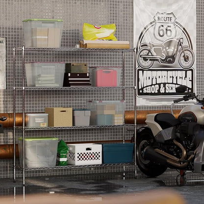 14" Deep x 60" Wide x 64" Height Wire Shelving Kit | 4-Tier | NSF Commercial Storage Rack Unit