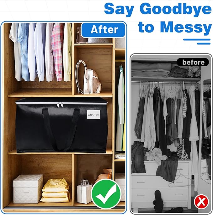 StorageRight Large Moving Bags Heavy Duty Storage Totes for Storage,Packing & Moving Collapsible Moving Supplies with Large Capacity, Reinforced Zippers and Handles, 88L, 4 Packs