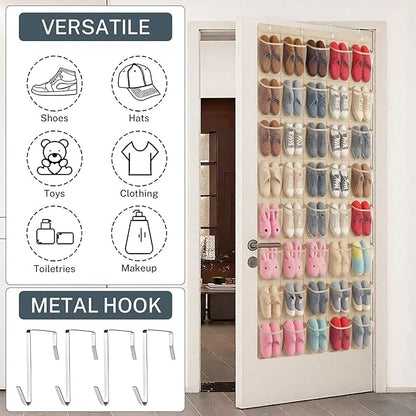 40-Pocket Over the Door Shoe Organizer - Large Mesh Pocket Hanging Shoe Organizer,Behind the Door Shoes Storage Holder Hanger