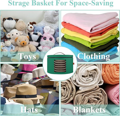 Samplife Hat Box,Hat Storage Box,Stackable Round Brim Hats Organizer Bag Container for Closet,Travel Hat Boxes for Women, Cowboy Hat Organizer, FoldableTravel Cap Boxes (08-Green, 16.5" D x 10.5" H)