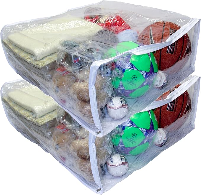 2-Pack Jumbo Heavy Duty Vinyl Zippered Square Storage Bags (Clear) for Sweaters, Blankets, Comforters, Bedding Sets and Much More! (23" x 23" x 10")