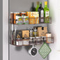 Magnetic Spice Rack for Refrigerator, 2 Pack 100% Metal Strong Magnet Shelf, Space Saving Spice Organizer W/ Hooks, Movable Magnetic Fridge Shelf, Kitchen Home Laundry Room Storage Organization, Brown
