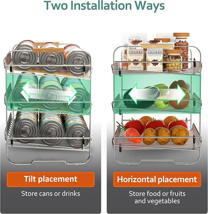 MAXIFFE 3 Tier Can Organizer for Pantry, Space-Saving Adjustable Easy Assembly Metal Sturdy Hold 36 Cans Storage Rack Holder Dispenser for Kitchen Countertop Cabinet RV, for Soda Drinks Fruits, Chrome