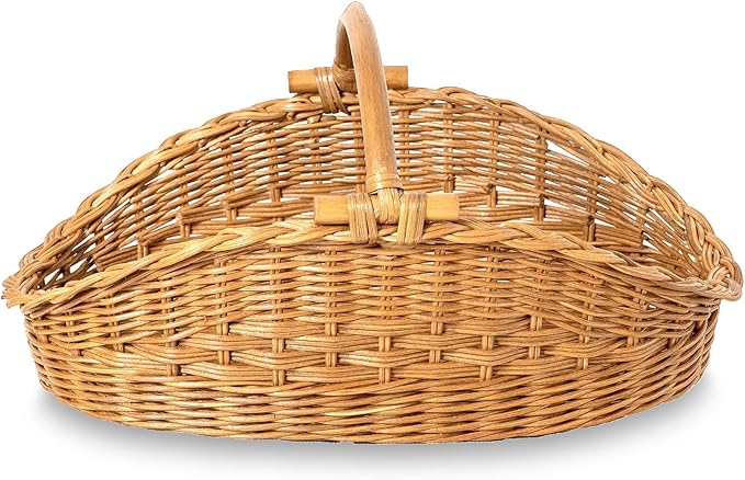 The Basket Lady Wicker Gathering Basket, Large, 22.5 in L x 12.5 in W x 12 in H, Sandstone (Sold Individually)