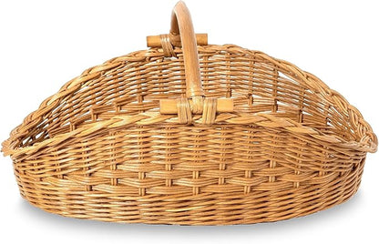 The Basket Lady Wicker Gathering Basket, Large, 22.5 in L x 12.5 in W x 12 in H, Sandstone (Sold Individually)