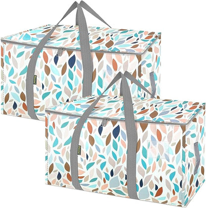 BALEINE 2-Pack Oversized Moving Bags with Reinforced Handles, Heavy-Duty Storage Tote for Clothes, Moving Supplies (Mosaic, 2-Pack)