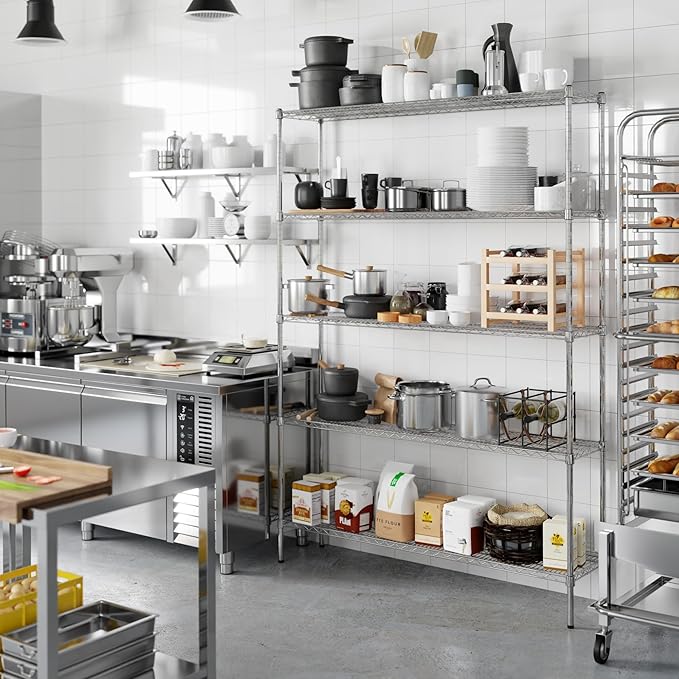 14" Deep x 60" Wide x 86" Height Wire Shelving Kit | 5-Tier | NSF Commercial Storage Rack Unit