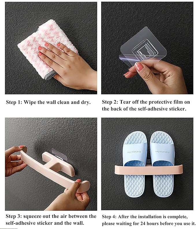 Wall Mounted Shoe Rack, Hanging Shoe Rack for Door, Self Adhesive Wall Mounted Holders Shelf Hanging Bathroom Storage Box Slippers Hanger Shoe Rack Shoe Organizer (4pc)