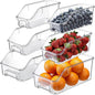 LemonRoad 6 Packs Pantry Organizers and Storage Freezer Clear Organizer Bins with Handle Acrylic Organization Bins Stackable Open Front Storage Vegetable Egg Salad Containers for Kitchen Cabinet