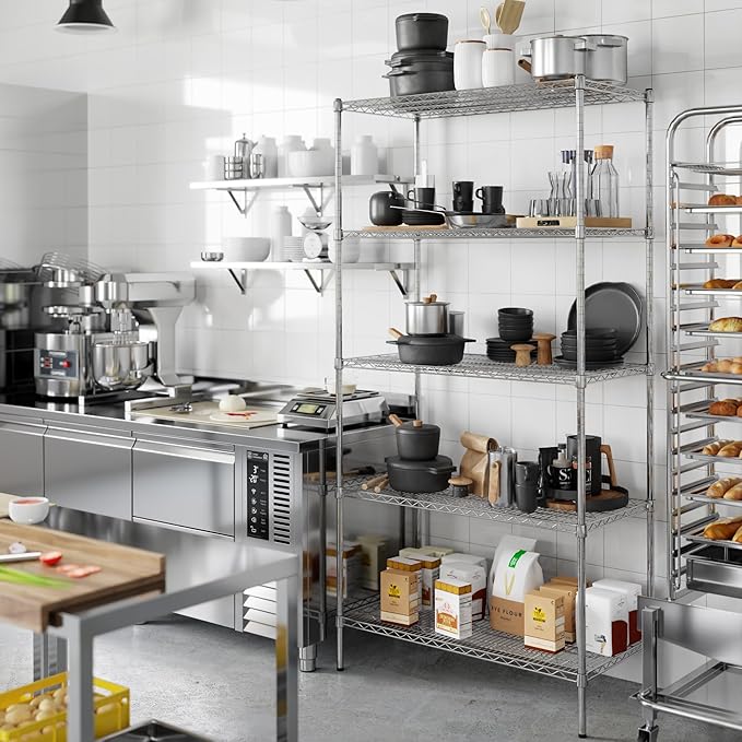 21" Deep x 42" Wide x 86" Height Wire Shelving Kit | 5-Tier | NSF Commercial Storage Rack Unit