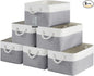 Large Storage Baskets- 15.7x11.8x8.26 inch Storage Bins for Shelves and Closet Organizing, Foldable Fabric Bin for Home Organization Clothes and Laundry (6-Pack, White&Gray)
