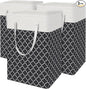 BlissTotes 3-Pack Laundry Basket, Freestanding＆Waterproof Laundry Hamper, Collapsible Tall Clothes Hamper with Easy Carry Handles for Clothes, Towels in the Family and Dorm,Clover Black,75L