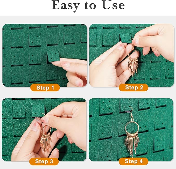 Lolalet Hanging Earring Holder Organizer with 20 Hooks for Women, Earring Organizer Wall Earrings Hanger Pierced Earring Storage, Felt Stud Earring Display, 608 Holes for Earrings -Emerald, 1 Pack