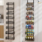 Delamu 8 Tier Over the Door Pantry Organizer, 2in1 Hanging or Wall Mount Spice Rack Seasoning, Adjustable Heavy-Duty Narrow Pantry Door Organizer and Storage for Kitchen Cabinet and Bathroom,12" Black