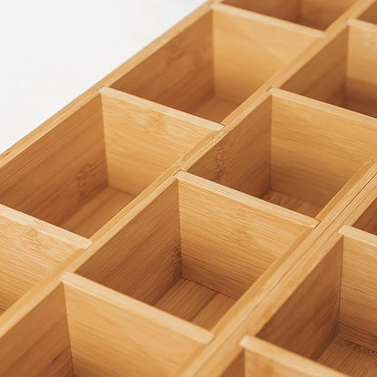 KitchenEdge Premium Tea Bags and Coffee Pods Drawer Organizer – Small 9-Compartment Design with Removable Wall Inserts, Non-Slip Feet, 100% Sustainable Bamboo