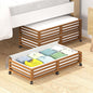 Bamboo Under Bed Storage Containers- Underbed Organizer with Wheels with Large Capacity Dust Bag,Sturdy Wood Rolling Under Bed Shoe Storage Organizer 2 Packs (Walnut, 2 Packs (33.07"×16.54"))