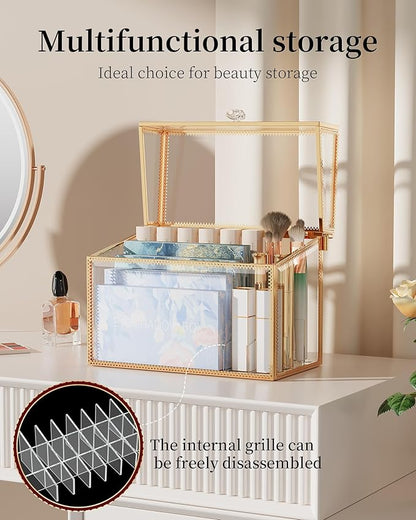 Youdepot Lipstick Organizer Holder - 24 Spaces, Tempered Glass Lip Gloss and Perfume Organizer,Vanity Lipstick Holder and Organizer.