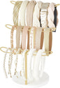 Dahey Headband Holder Organizer Metal 3-Tier Hair Hoop Display Stand Headband Organizer Storage Hair Ropes Accessories Bracelets Bangles Bedroom College Dorm Decor for Girls Women, Gold