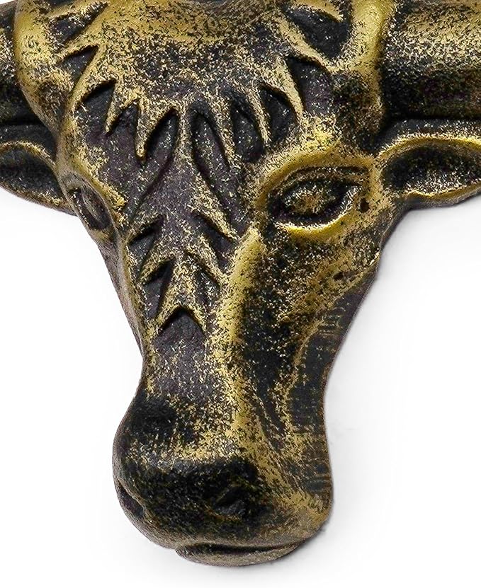 Cowboy Hat Rack for Wall 2 Pack Modern Cast Iron Cowboy Hat Holder Cowgirl Hat Hanger Western Decor Longhorn Wall Hooks Closet Bedroom Living Room Antique Gold Men's Western Gifts