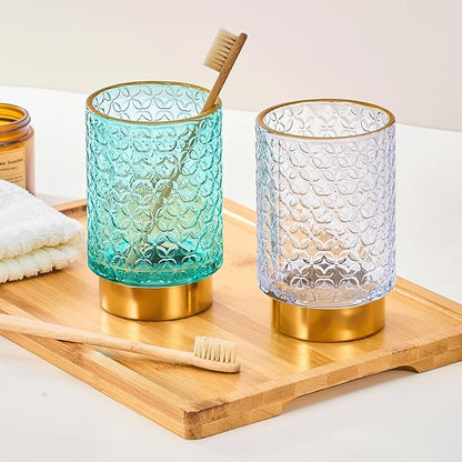 Makeup Brush Holder Organizer,Toothbrush Holders,Desk Pen Pencil Holder,Multifunctional Vintage Glass Brush Cup（A44-6-US）