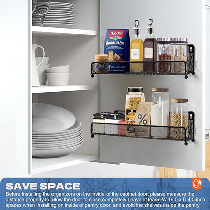 2 pack spice rack organizer for wall mounted or countertop , Jars Storage Organizer, Cabinet Holder, kitchen metal spice seasoning storage for RVs, Cabinet, Pantry Doors, Bathroom, Shower, Home Decor