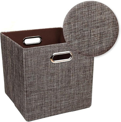 Posprica Storage Bins Cube Containers Boxes,Thick and Heavy Duty Fabric Drawers, 11×11 inch- Set of 4,Brown